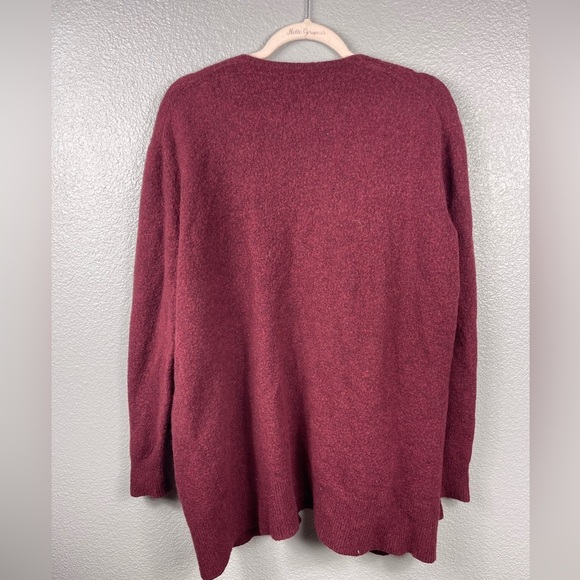 Madewell WOMENS Ryder Cardigan Sweater Merino Wool Alpaca Red Burgundy Stretch - Picture 5 of 7